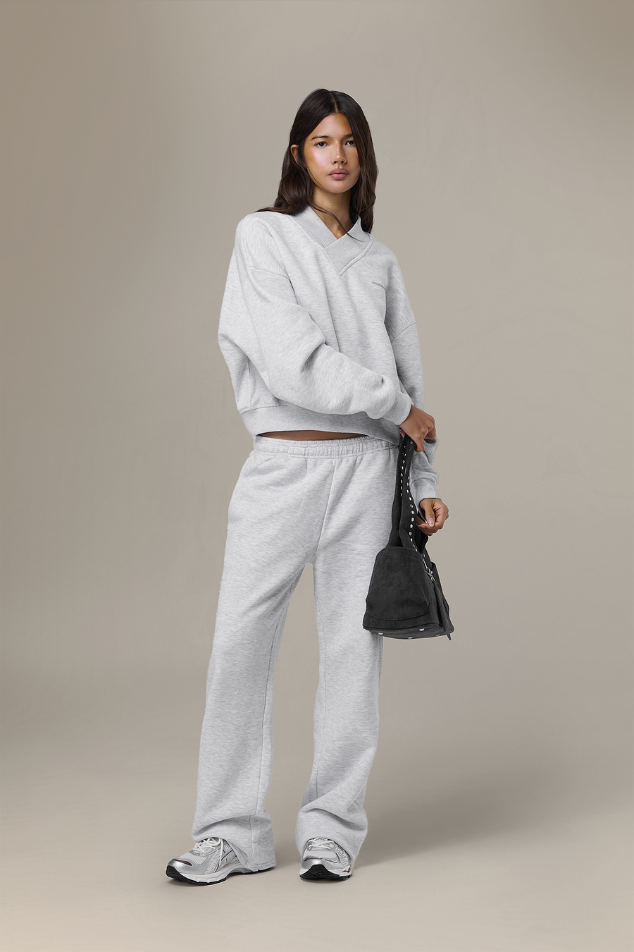 Trademark V Neck Shrunken Sweatshirt in Passive