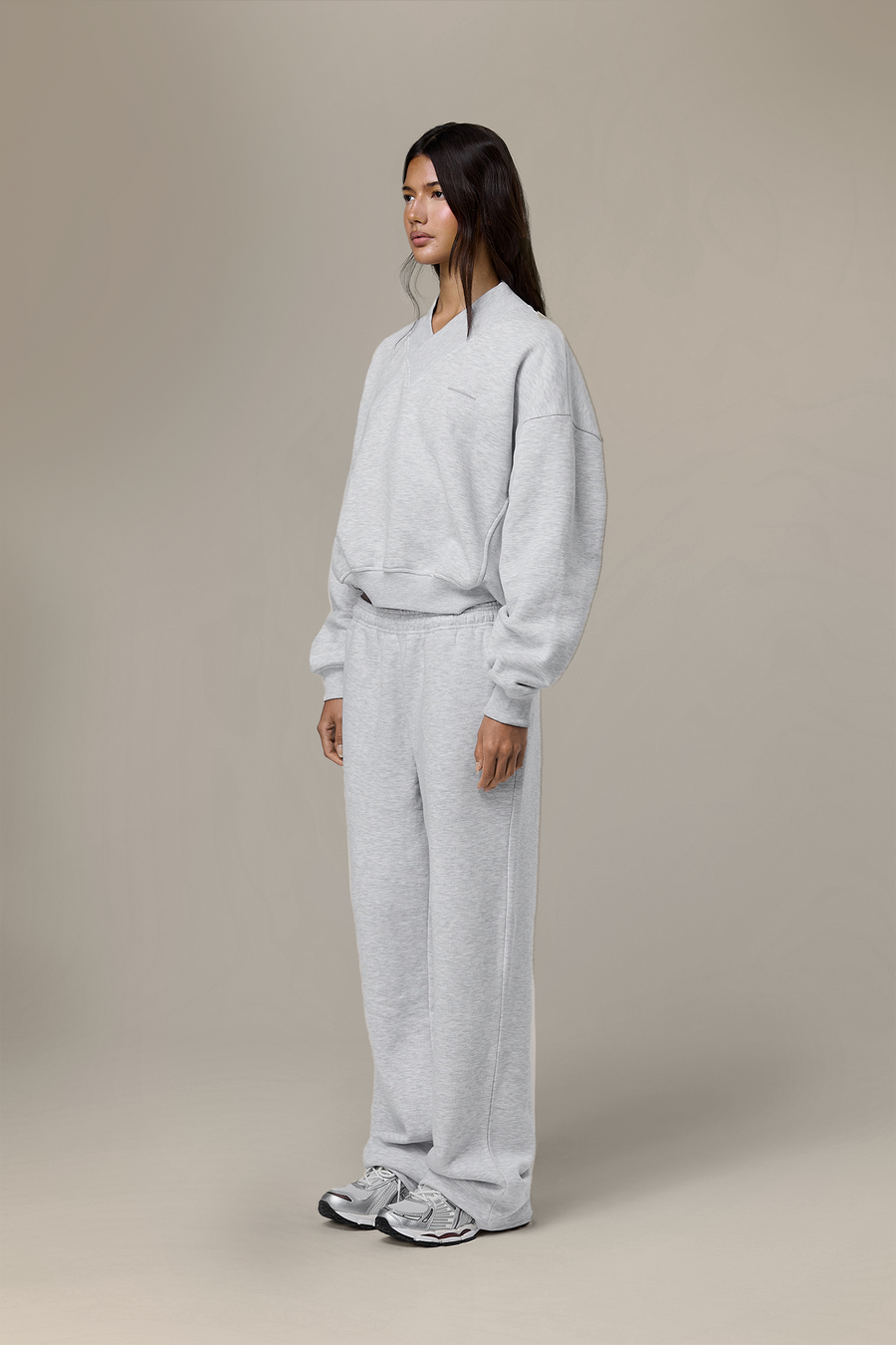 Trademark V Neck Shrunken Sweatshirt in Passive