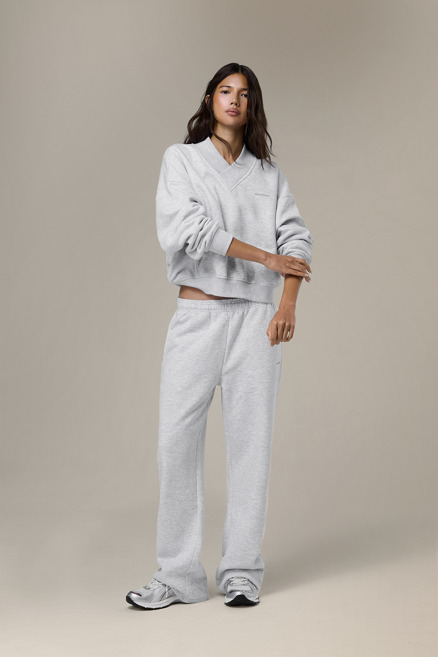 Trademark V Neck Shrunken Sweatshirt in Passive