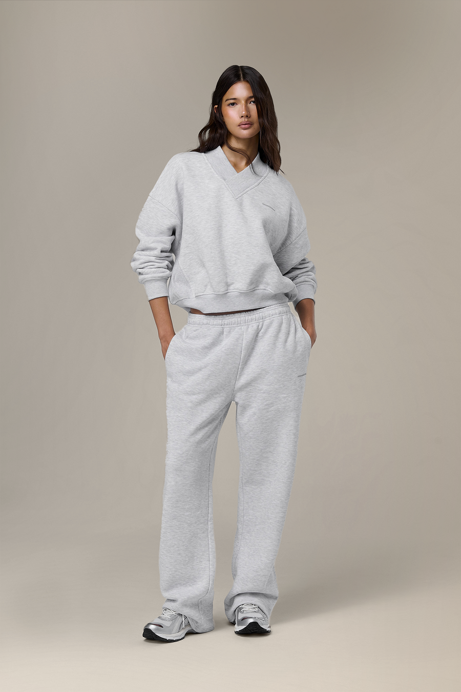 Trademark V Neck Shrunken Sweatshirt in Passive