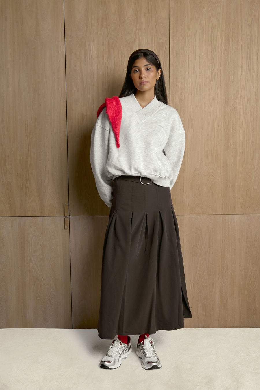 Trademark V Neck Shrunken Sweatshirt in Passive