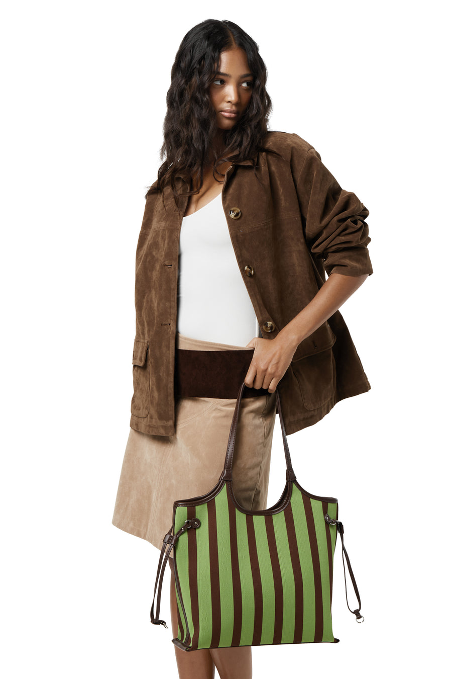 Augustine Stripe Tote in Green