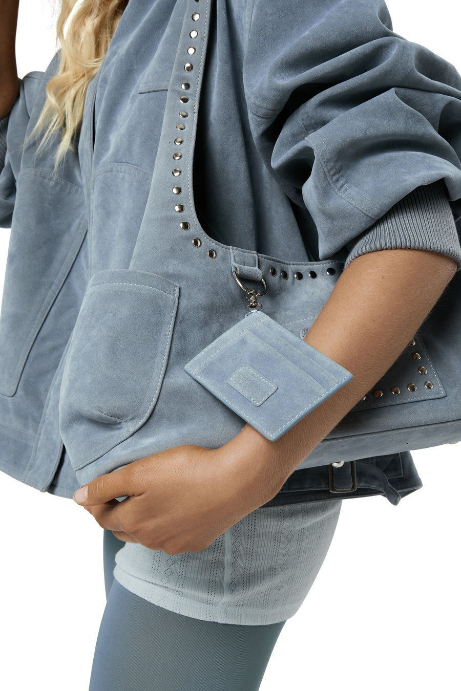 Martha Faux Suede Cardholder in Blue