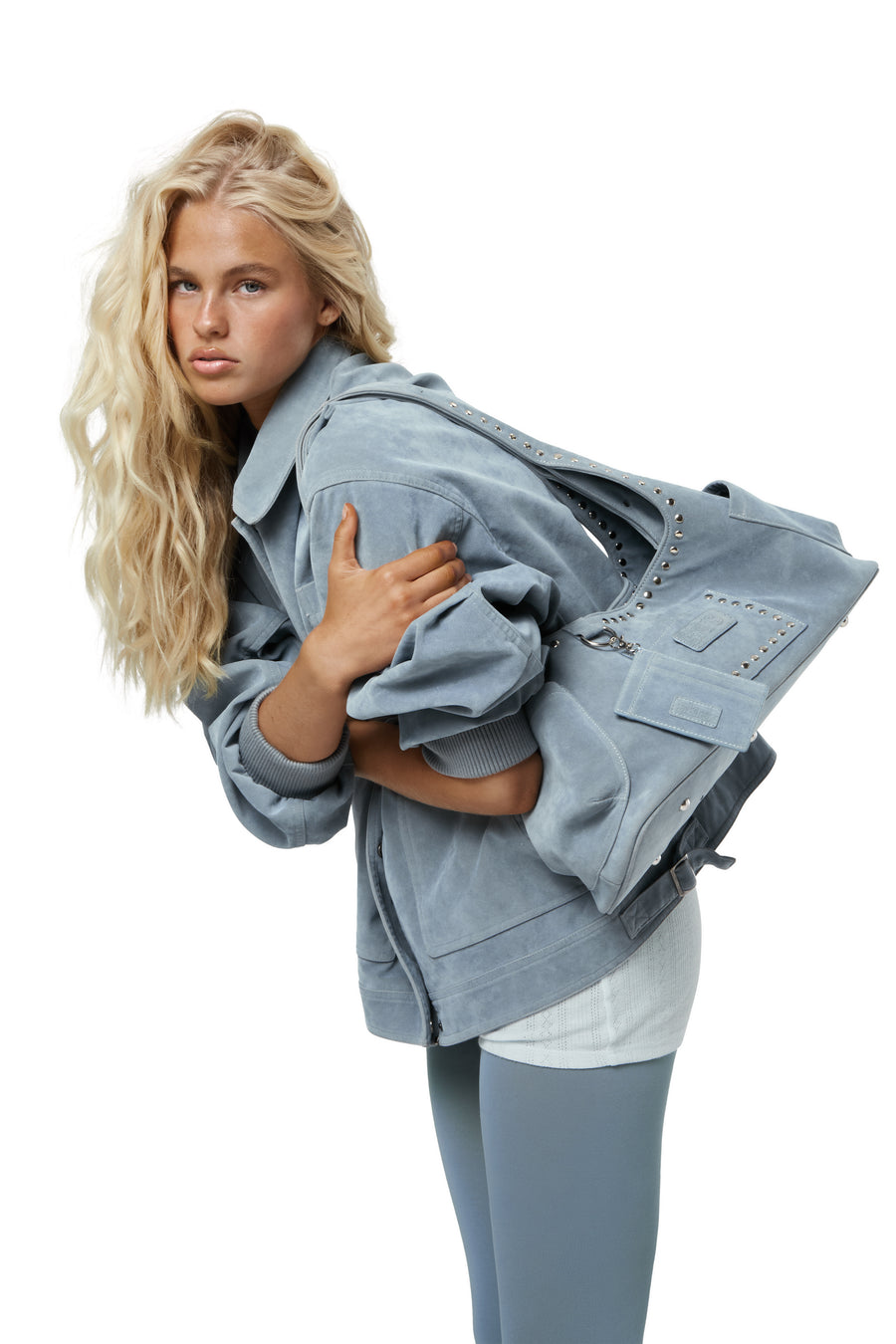 Martha Faux Suede Carryall in Blue