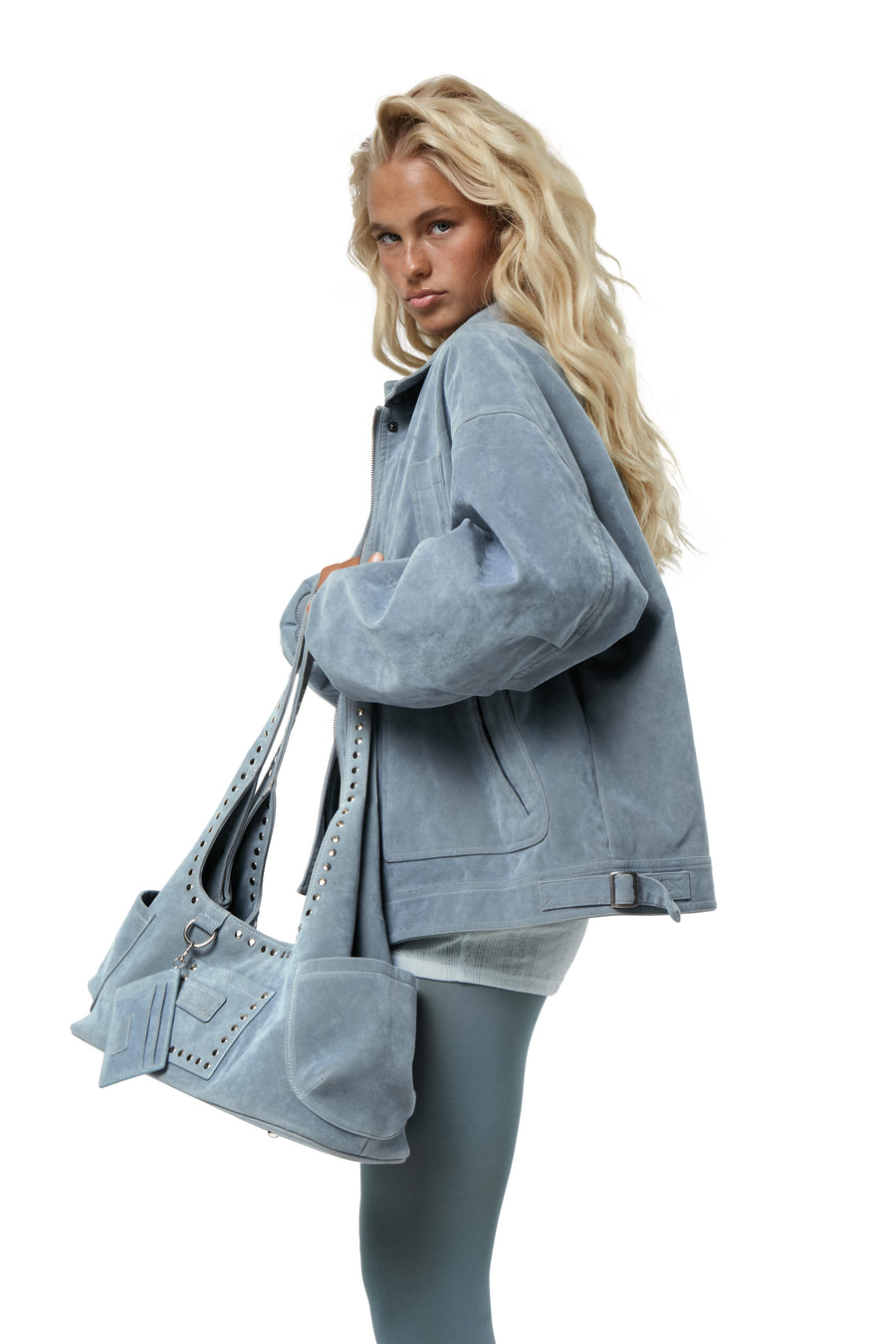Martha Faux Suede Carryall in Blue
