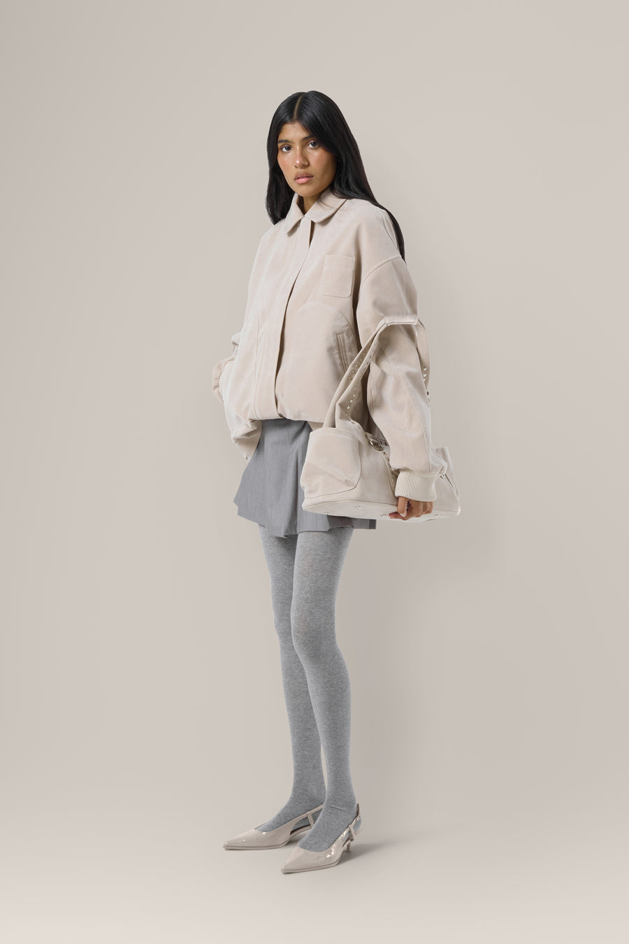 Martha Faux Suede Jacket in Beige