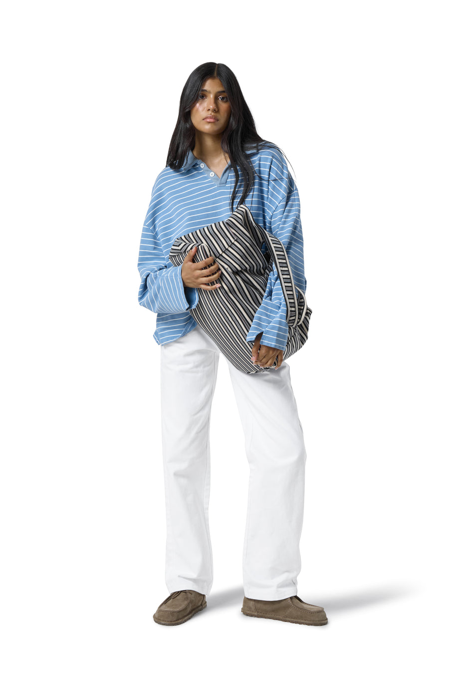 Juno Polo Collar Top in Blue Wash