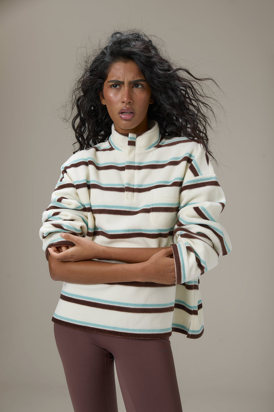 Benson Striped Zip Pullover Fleece