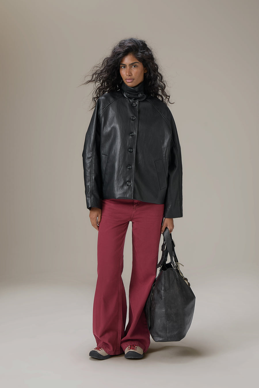 Hollies Classic Faux Leather Jacket in Black