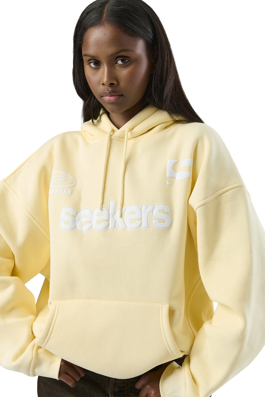 Seekers Motif Hoodie in Butter Yellow