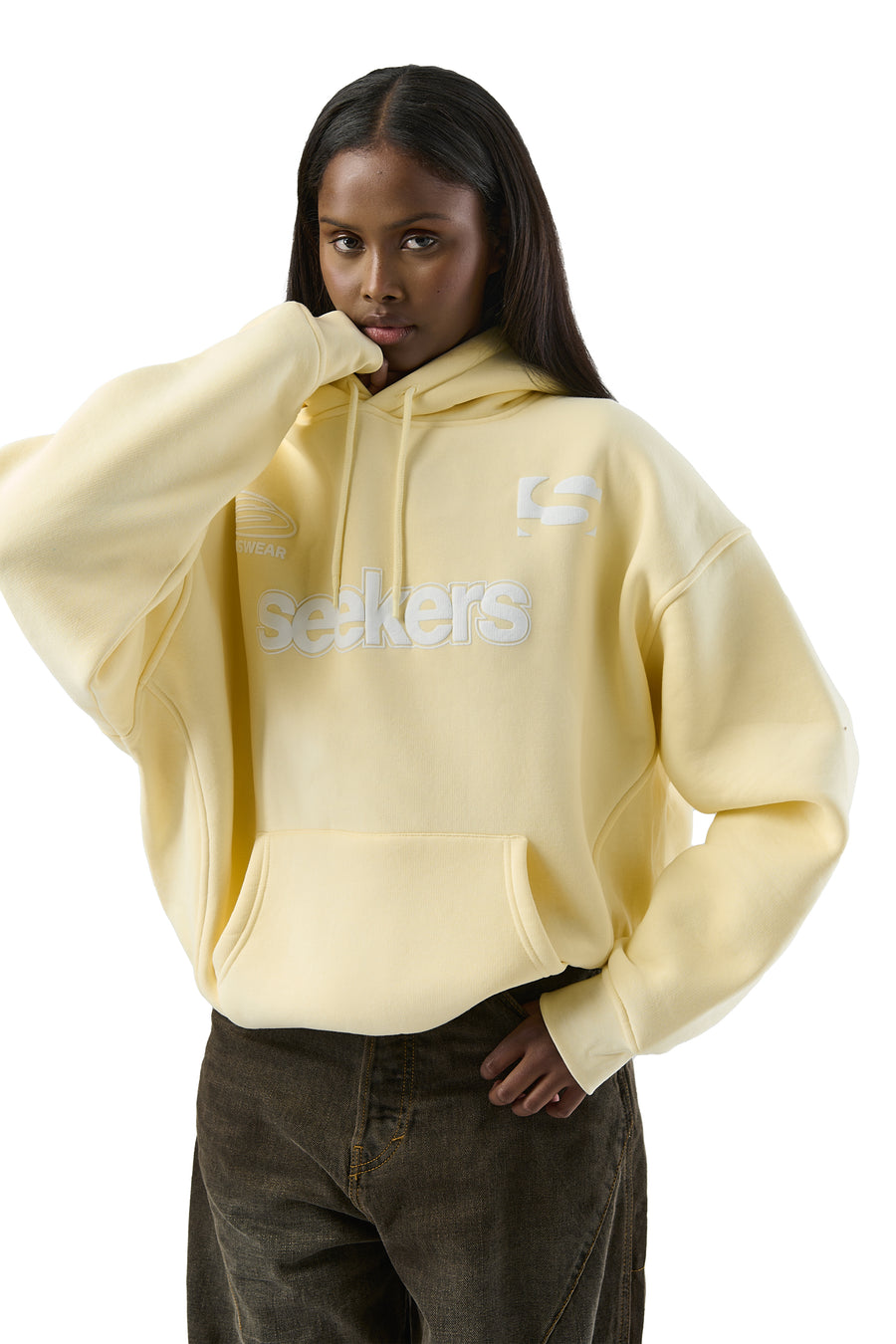 Seekers Motif Hoodie in Butter Yellow