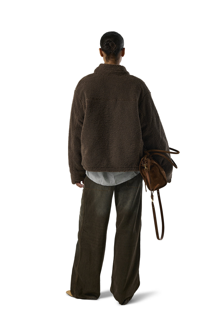 Stray Textured Biker Jacket in Brown