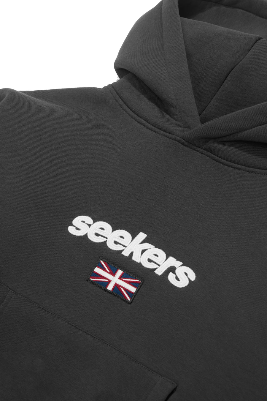 Seekers GB Shrunken Hoodie in Off-Black