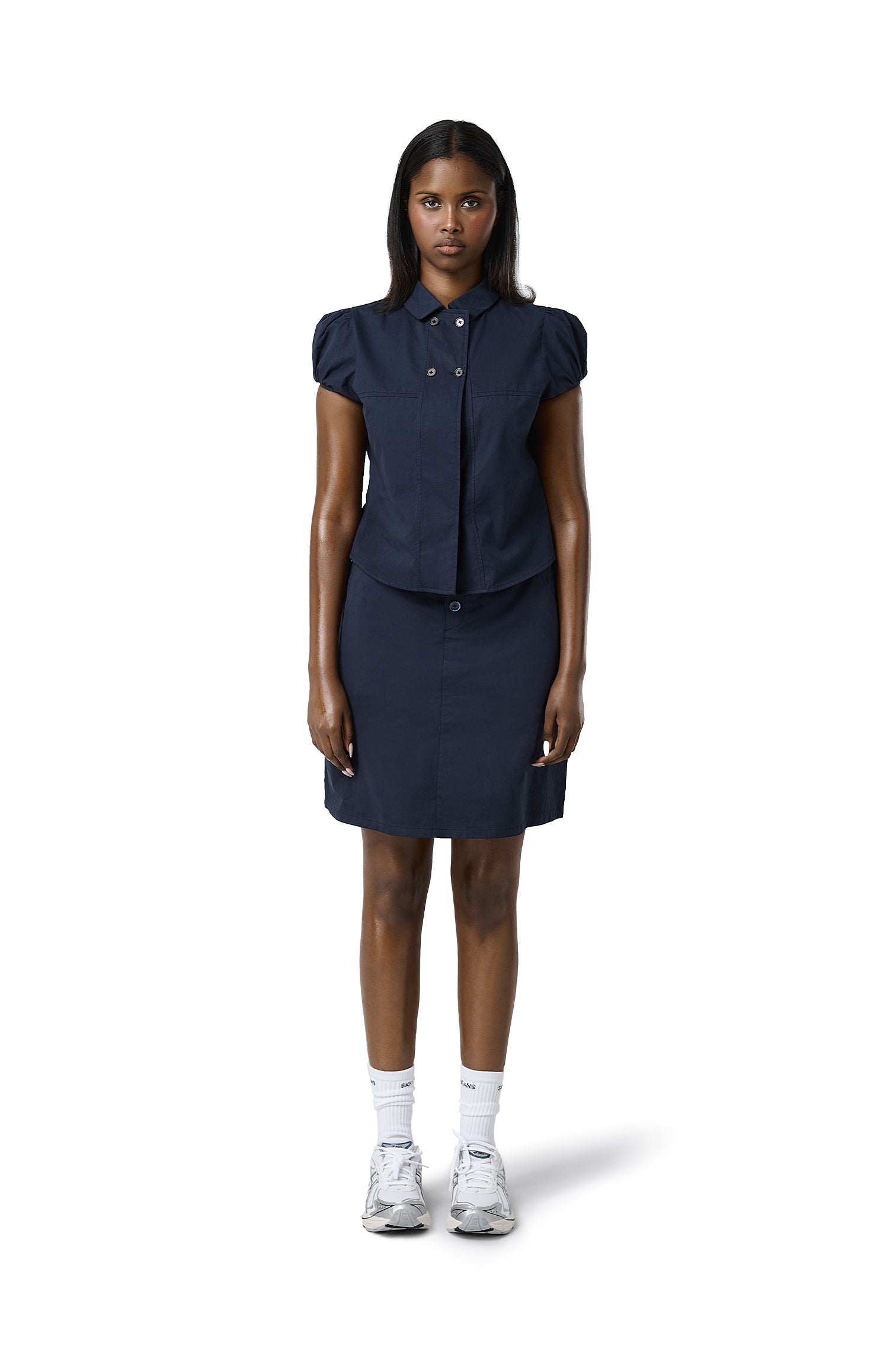 Wendy Poplin Blouse in Navy