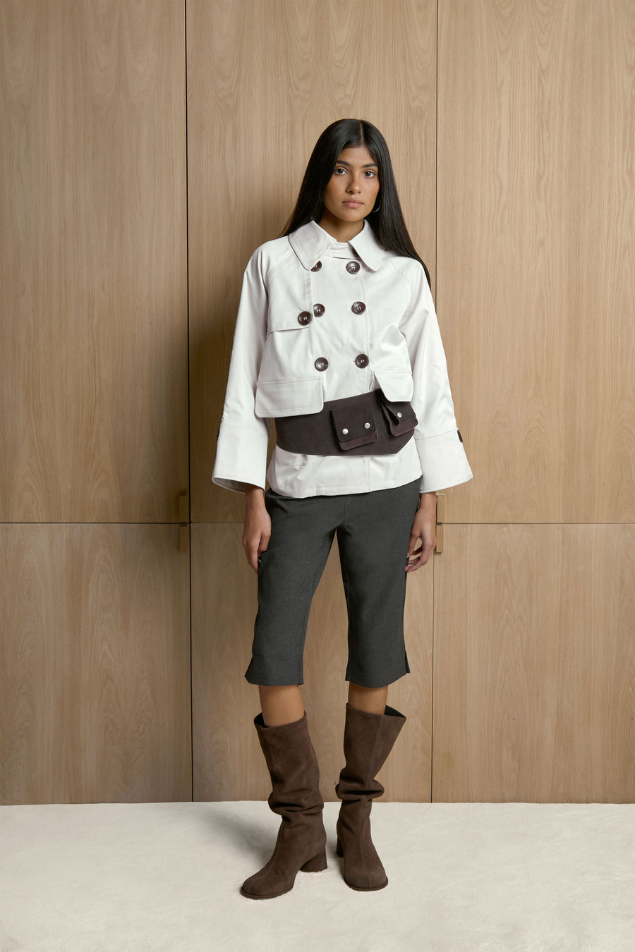 Duffy Pea Coat in Classic Beige