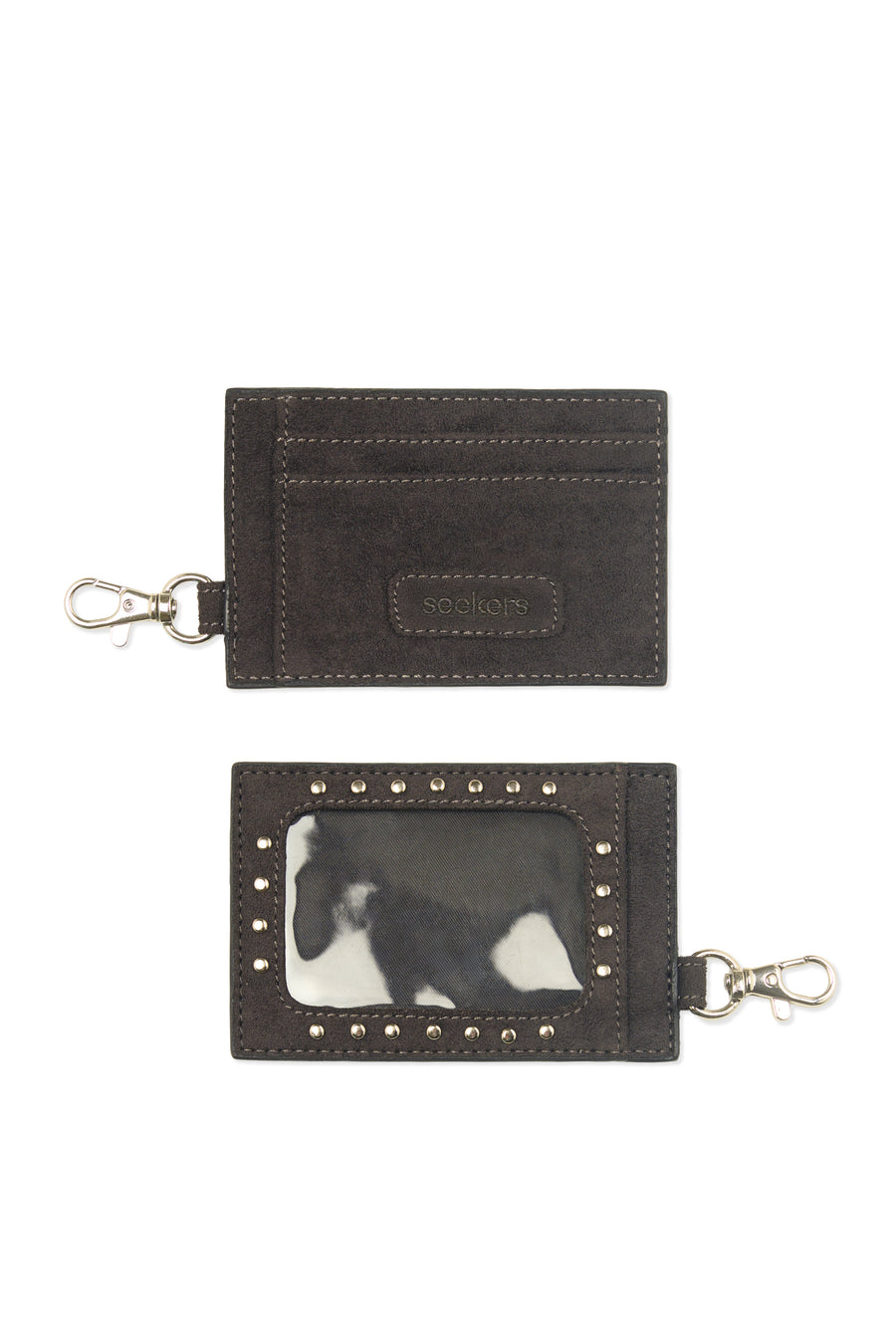 Martha Faux Suede Cardholder in Dark Grey