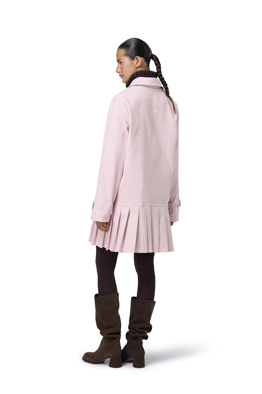 Patter Pleat Trench Coat in Pink