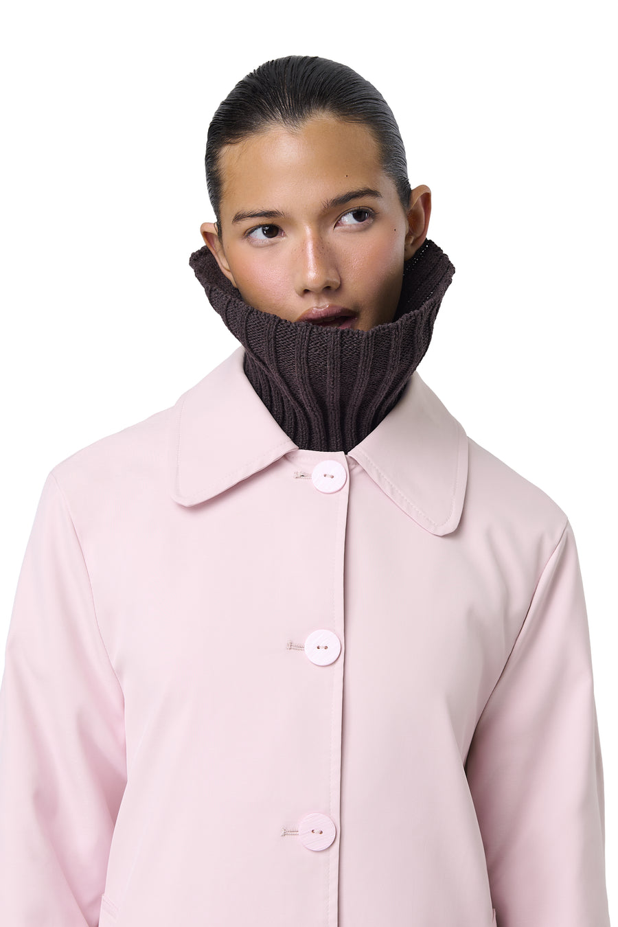 Patter Pleat Trench Coat in Pink