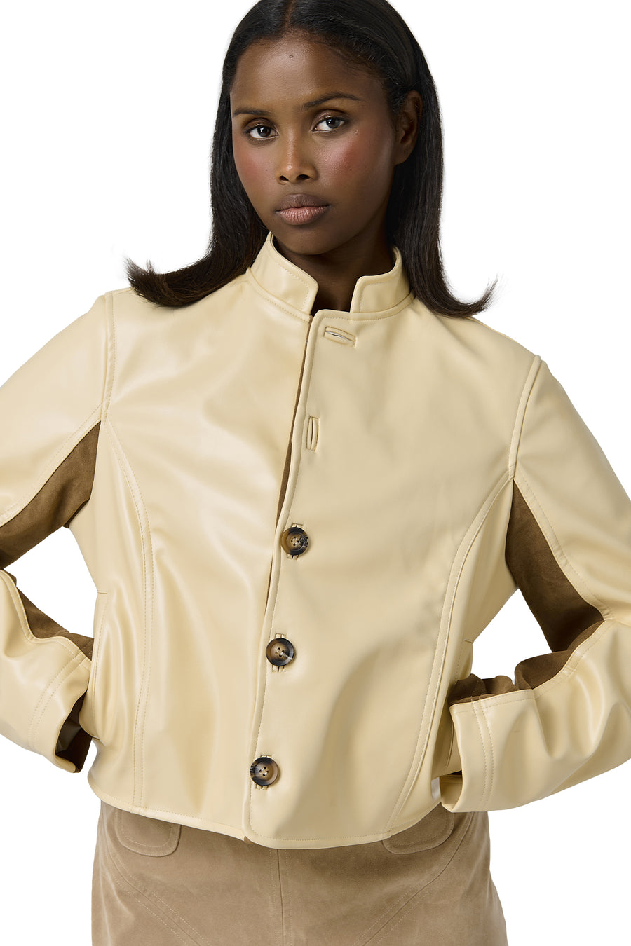Benny Faux Leather Jacket in Yellow