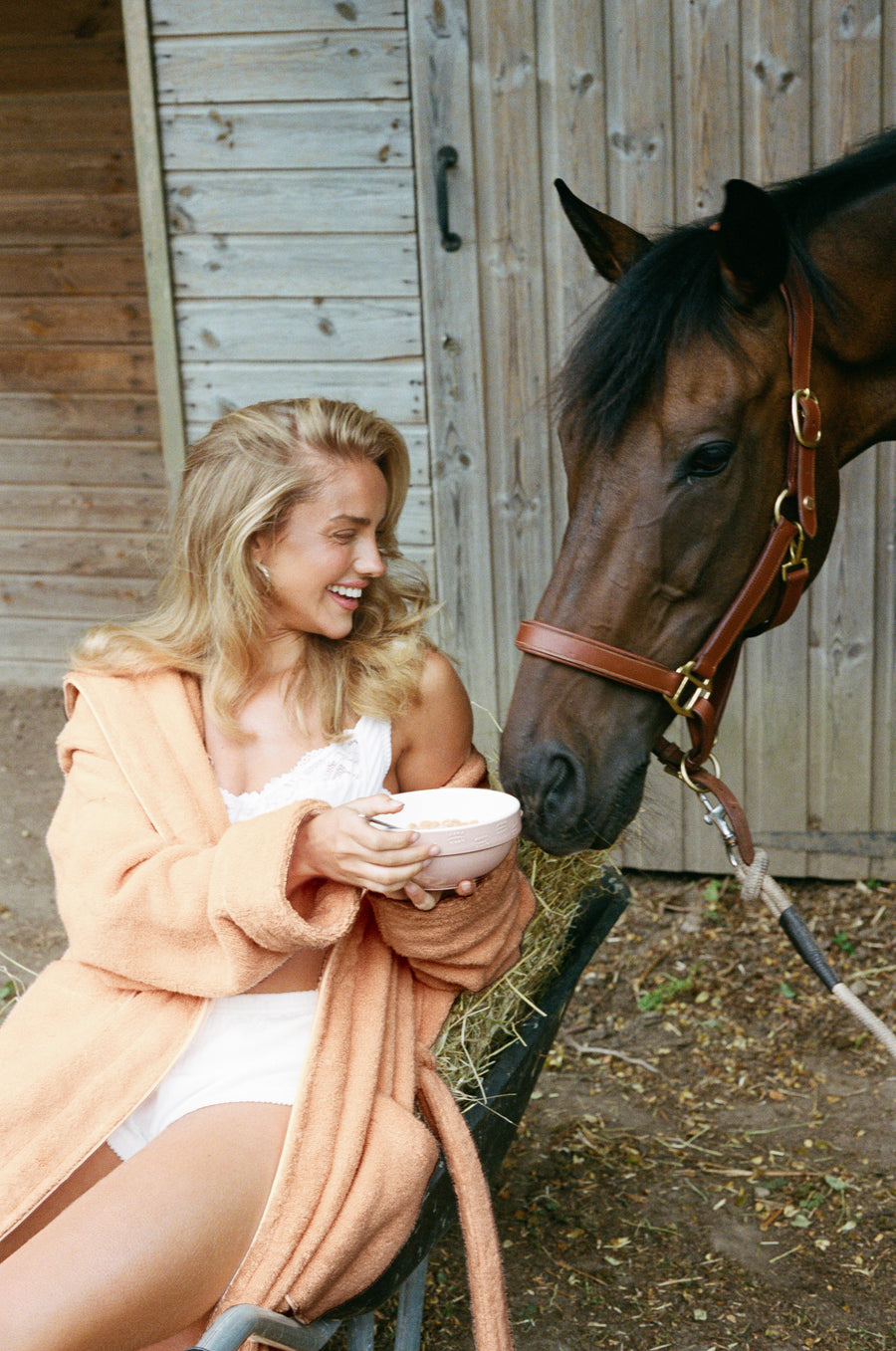 Seekers Cotton Bathrobe in Peach