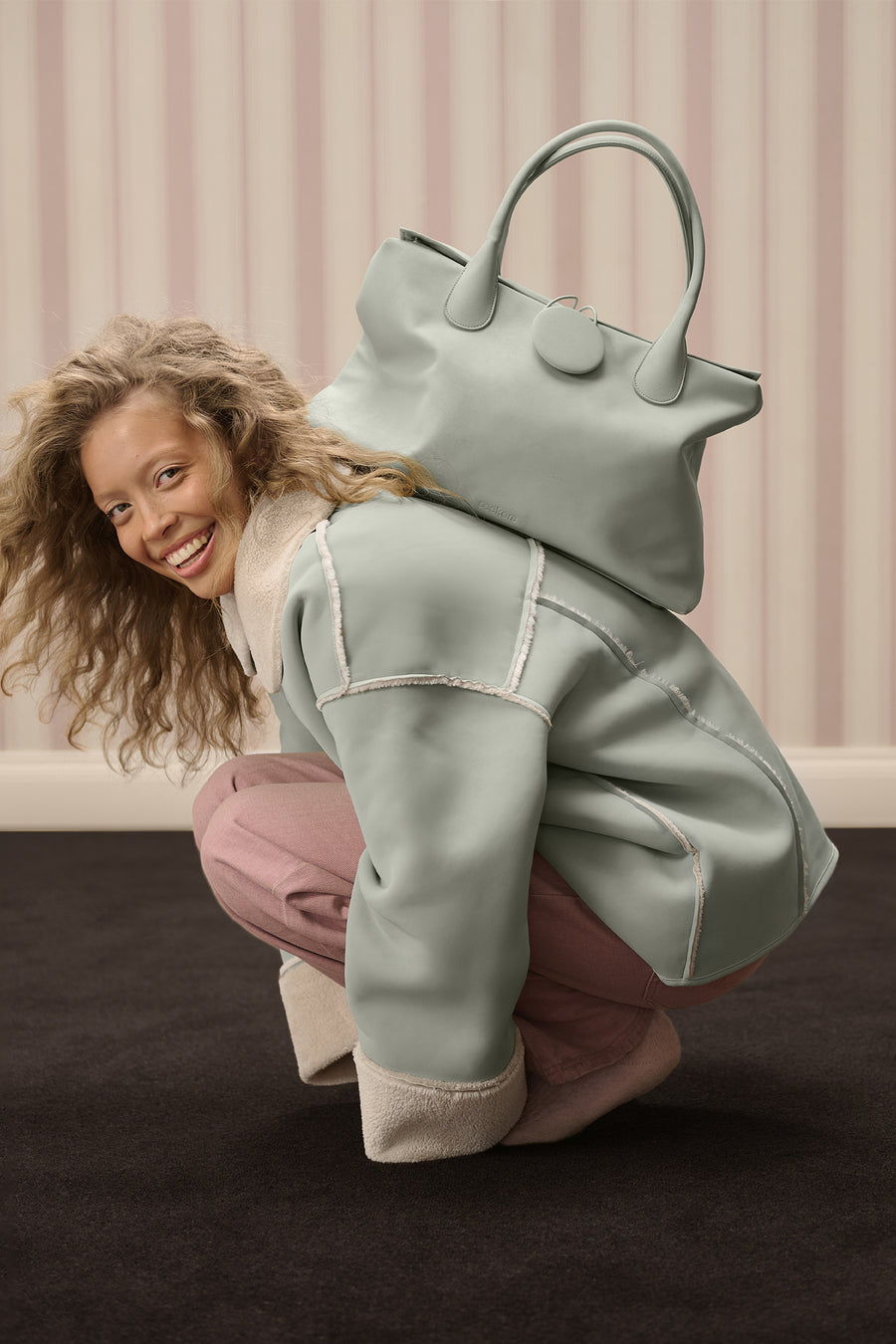 Tully Button Carryall Bag in Mint Foam