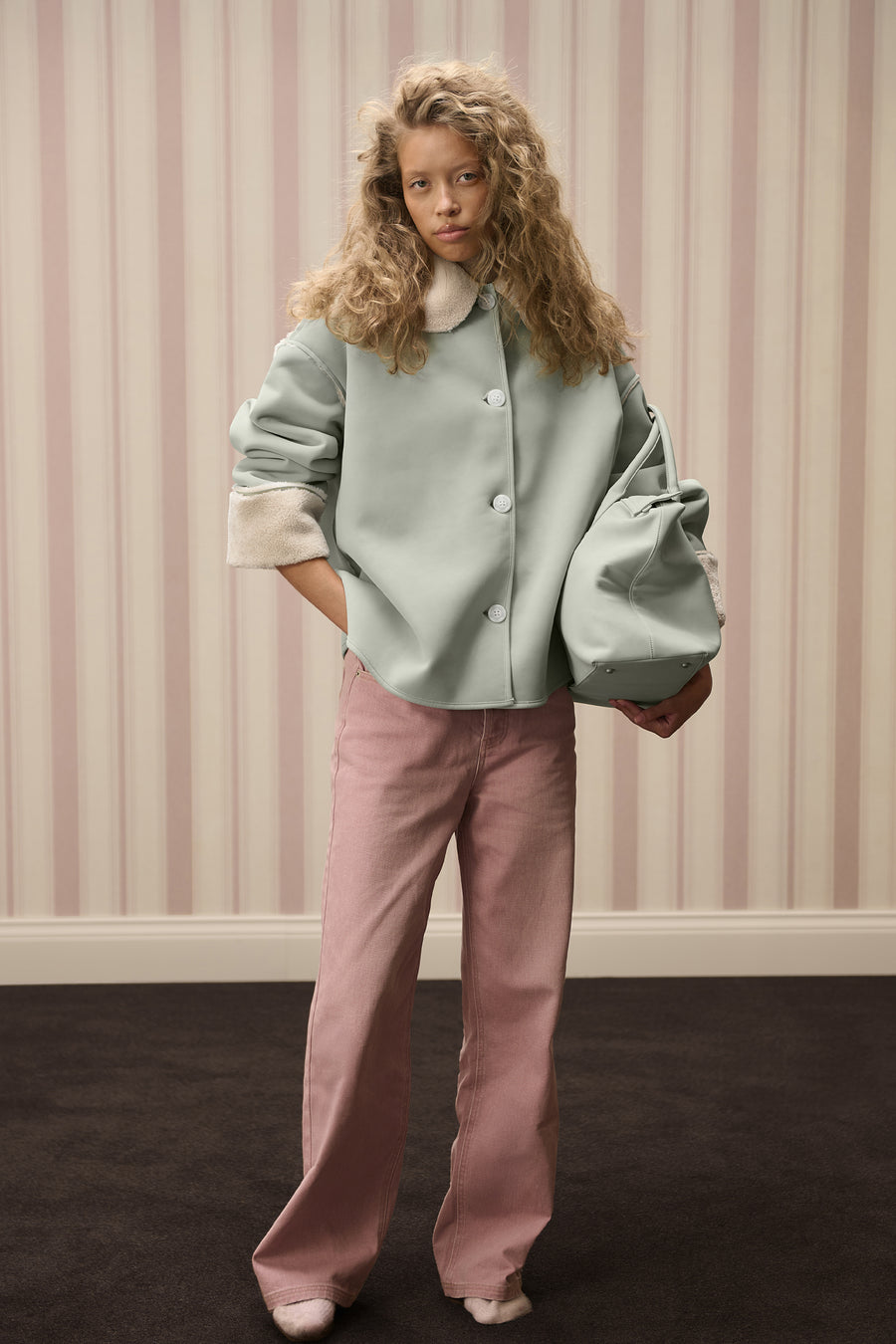 Mopsy Wide Leg Jeans in Washed Pink