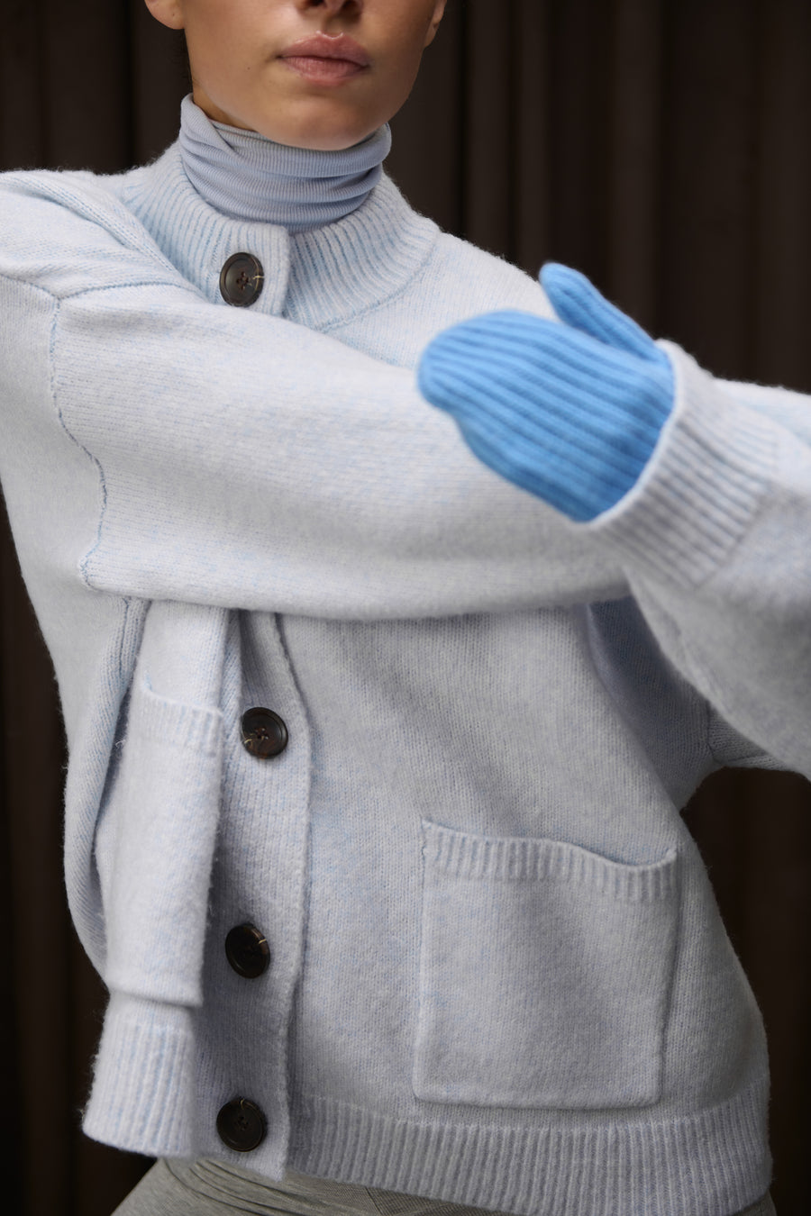 Eccles Button Cardigan in Powder Blue