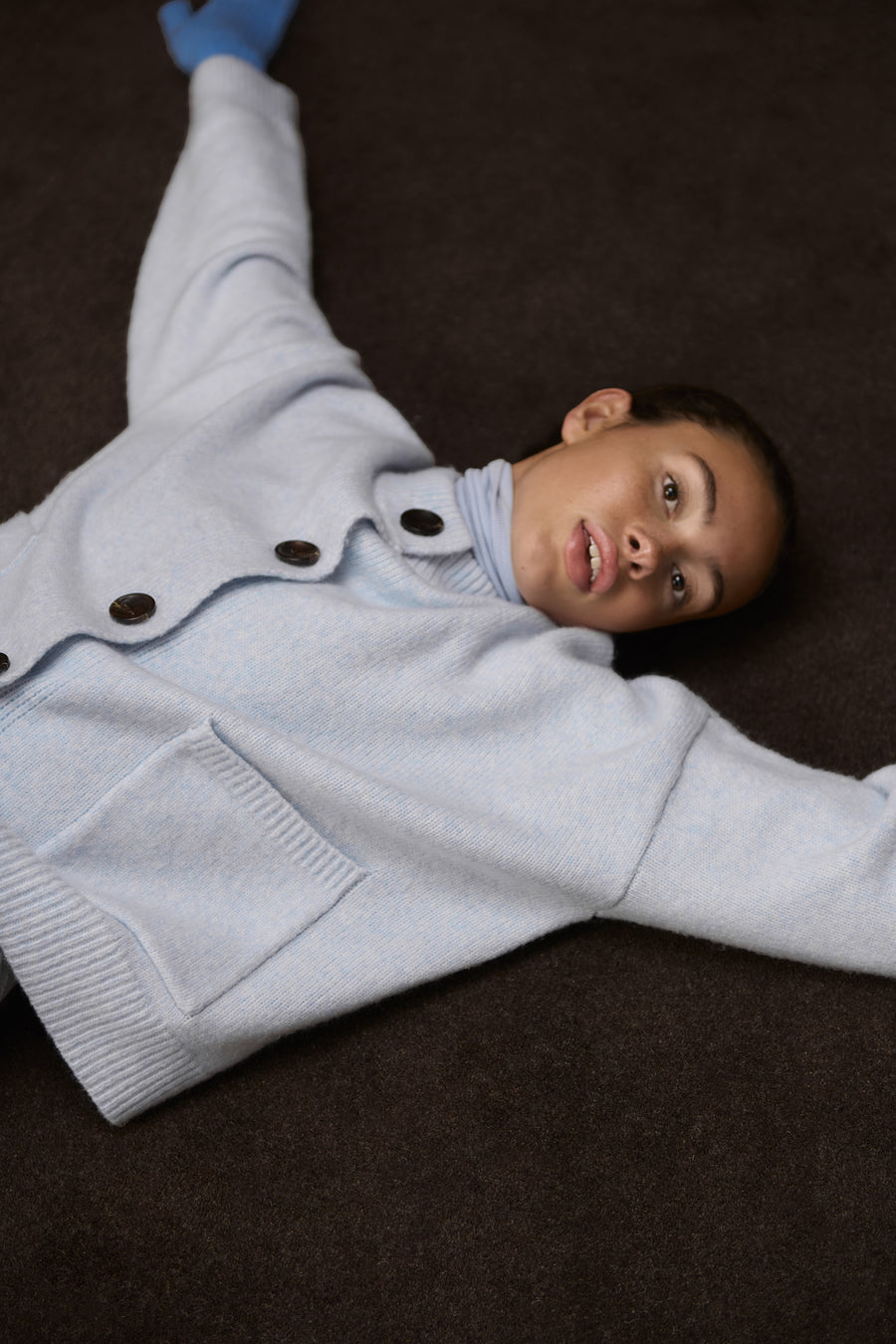 Eccles Button Cardigan in Powder Blue