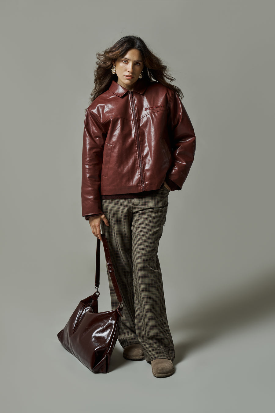 CRANBERRY Faux Leather Jacket