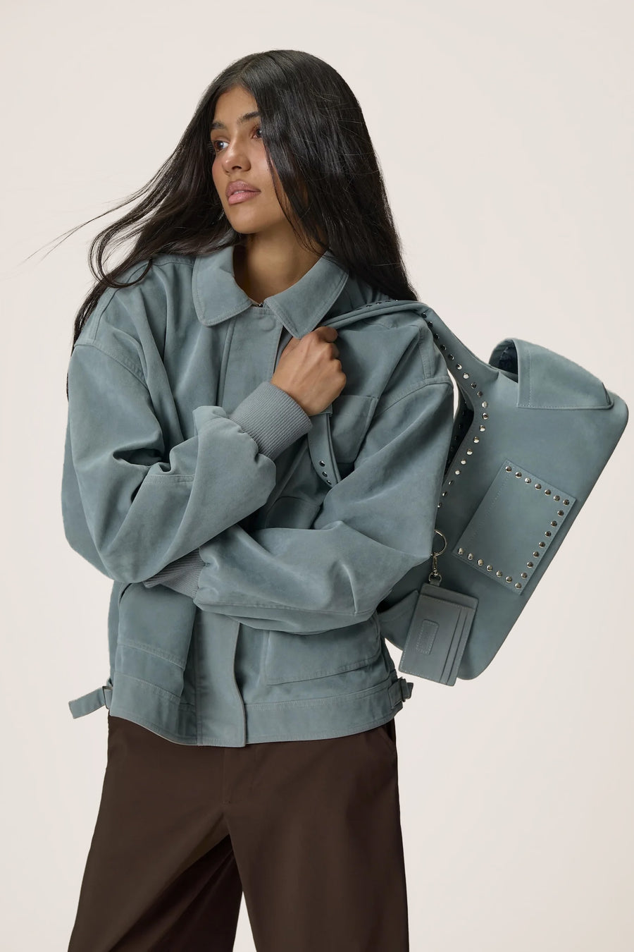 Martha Faux Suede Carryall in Blue
