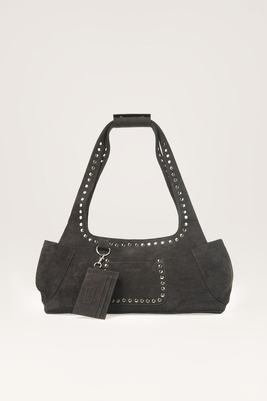 Martha Faux Suede Carryall in Dark Grey