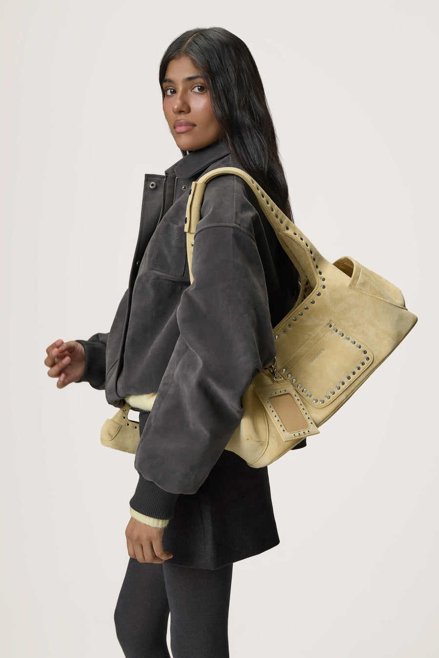 Martha Suede Carryall in Yellow