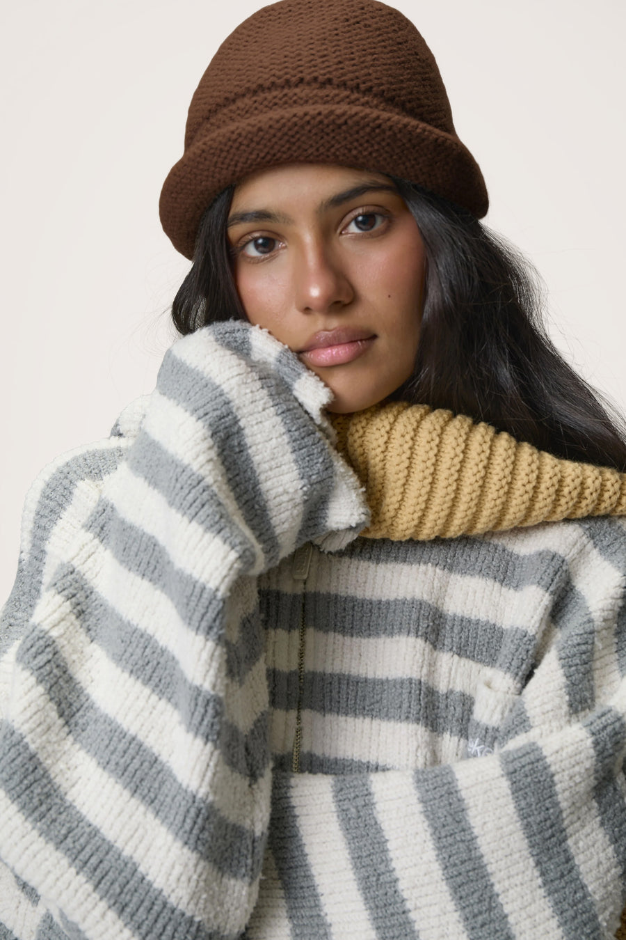 Kenny Knit Bucket Hat in Brown