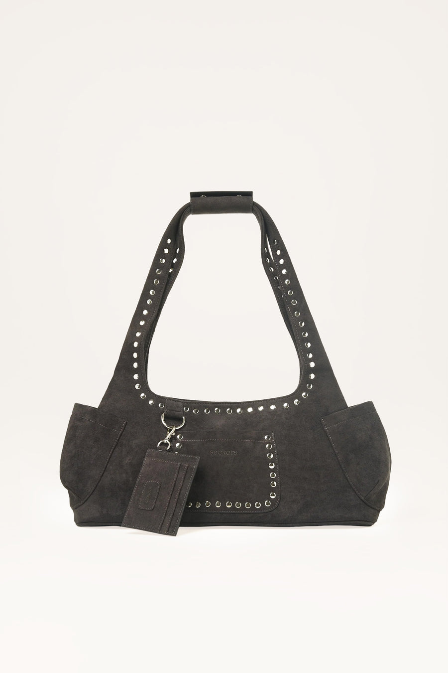 Martha Faux Suede Carryall in Dark Grey