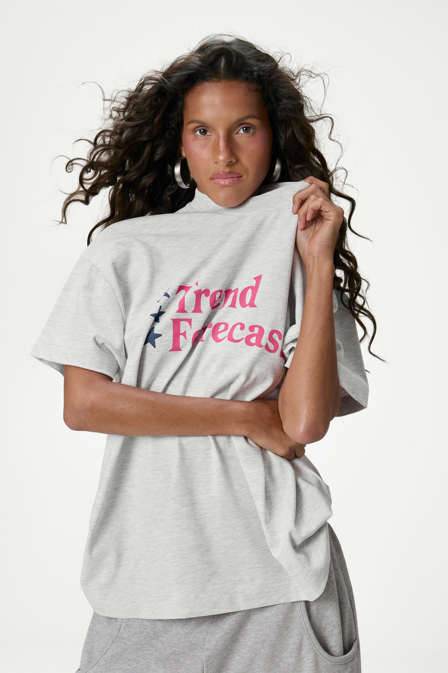 Forecaster Oversized Tee in Grey Marl