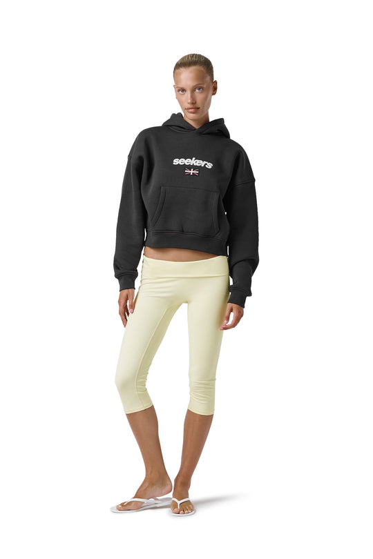 Seekers GB Shrunken Hoodie in Off-Black