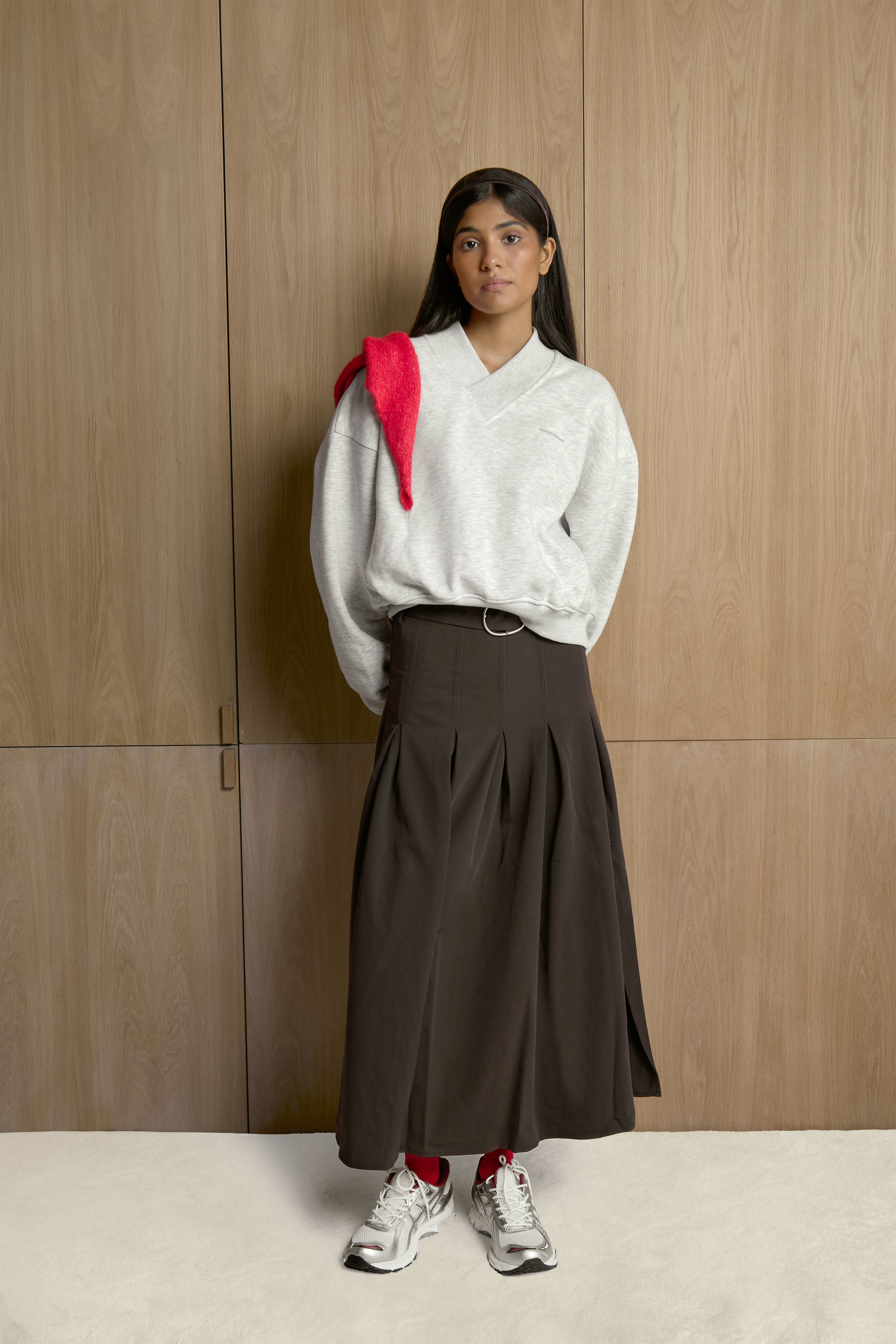 Trademark V Neck Shrunken Sweatshirt in Passive