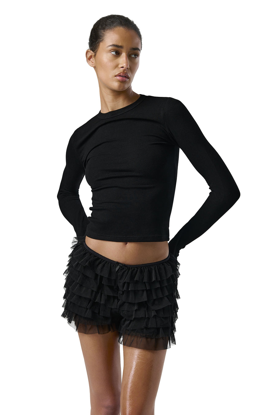 Dilly Frill Shorts in Black