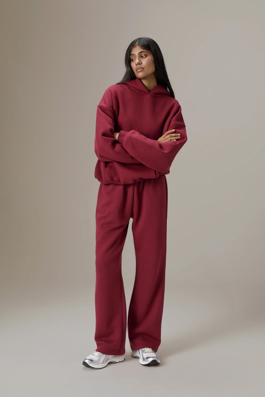 Seekers Classic Wide Leg Sweatpants in Burgundy