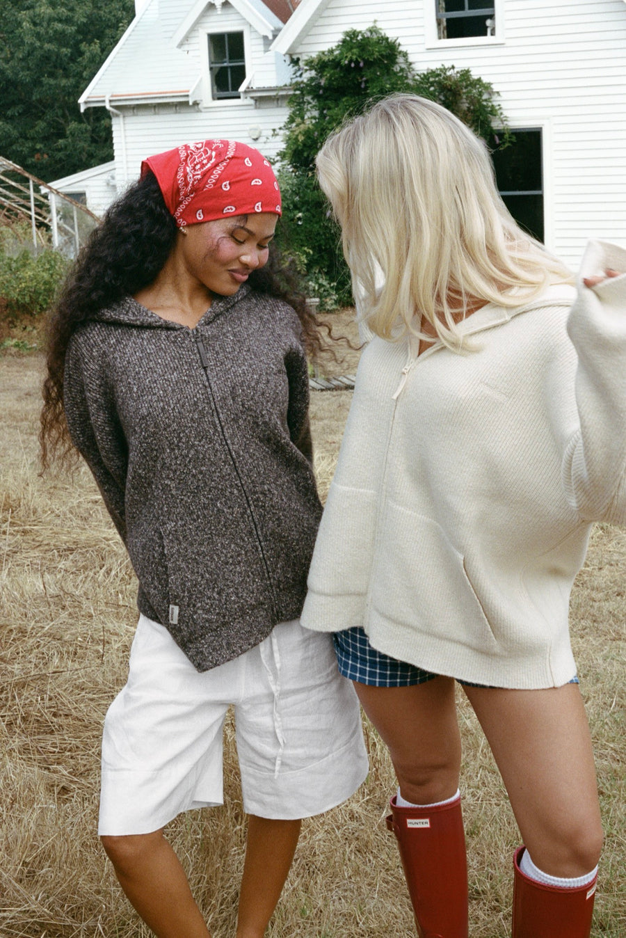Freckle Knit Zip Up in Cream