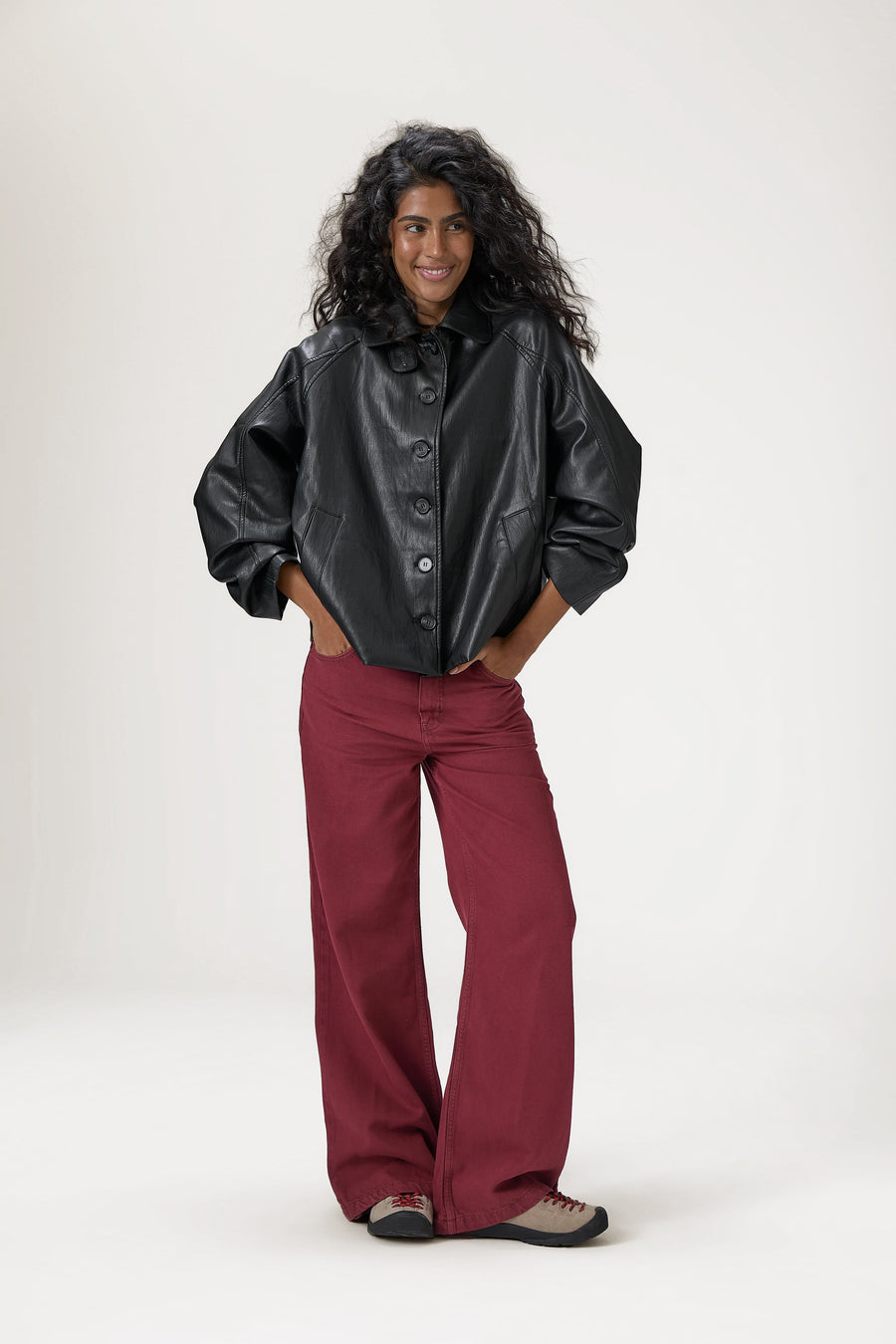 Hollies Classic Faux Leather Jacket in Black