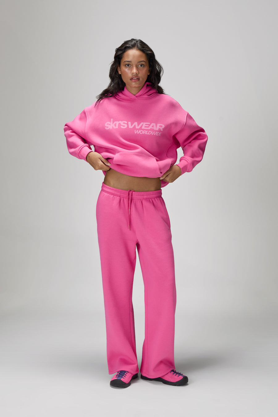 Seekers Classic Wide Leg Sweatpants in Hottest Pink