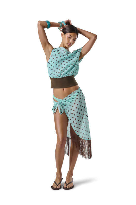 Bruna Tassel Sarong in Teal