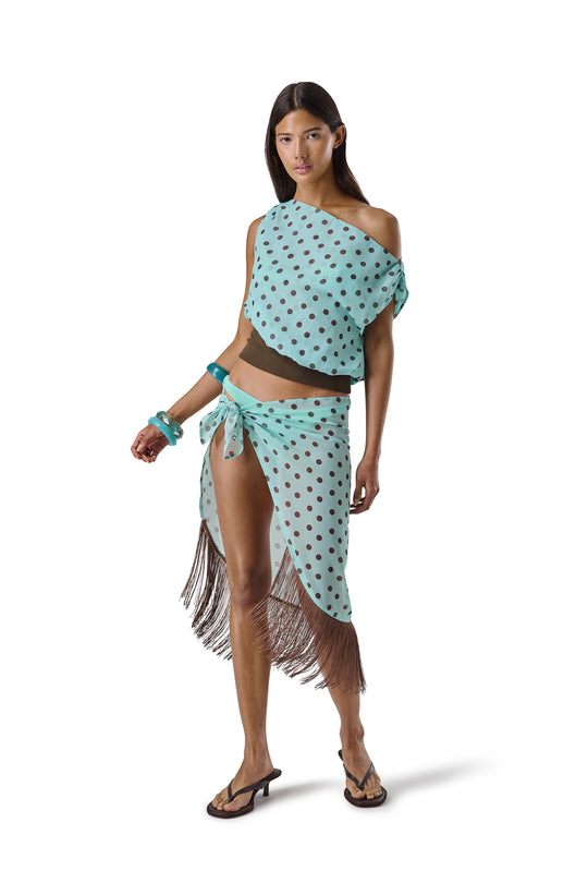 Bruna Off-Shoulder Top in Teal