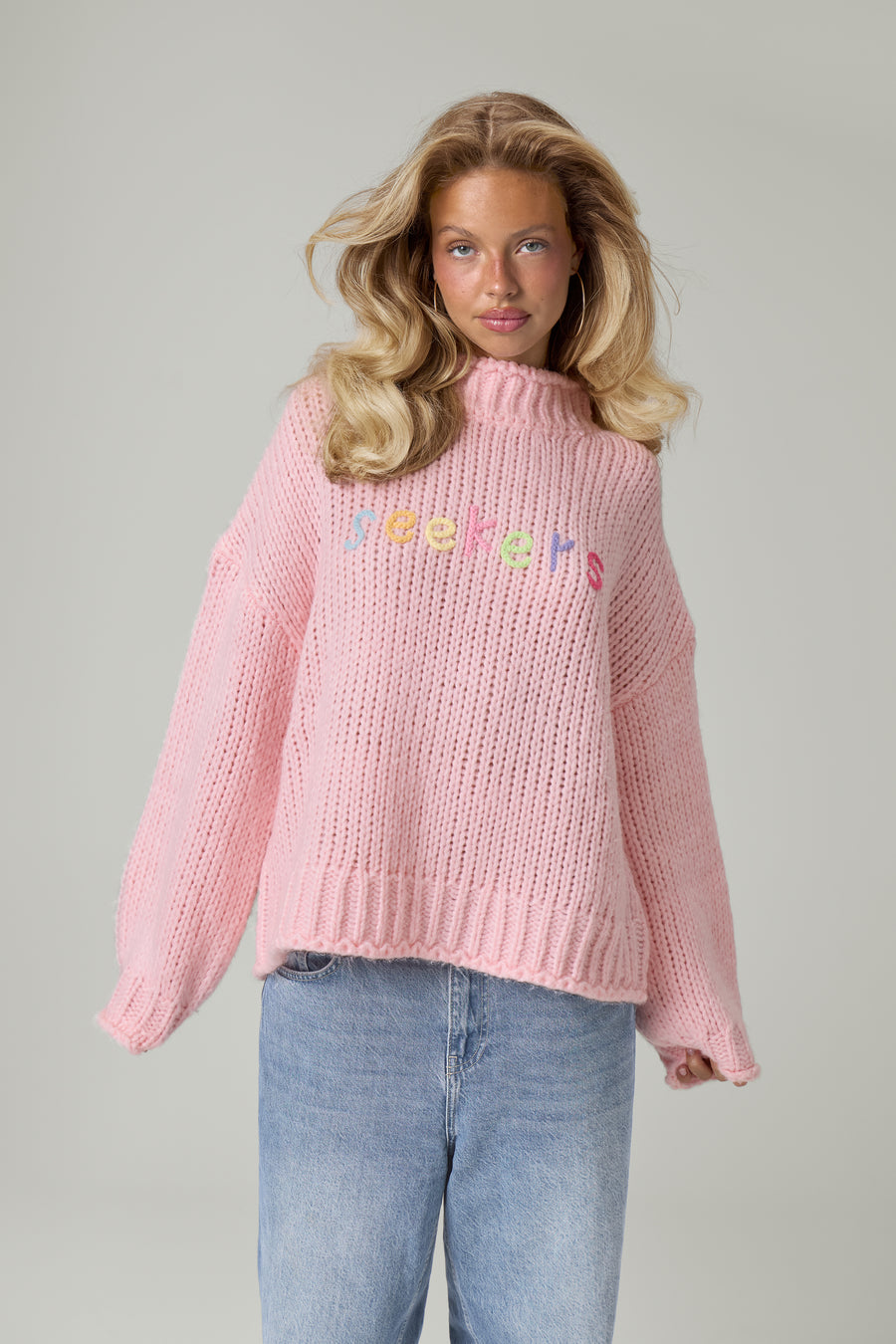 Shep Rolltop Knit Sweater in Pink