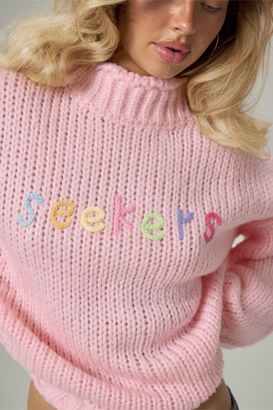 Shep Rolltop Knit Sweater in Pink