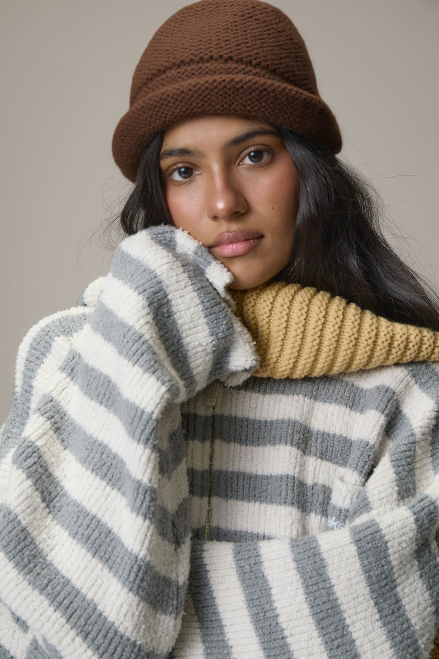 Kenny Knit Bucket Hat in Brown