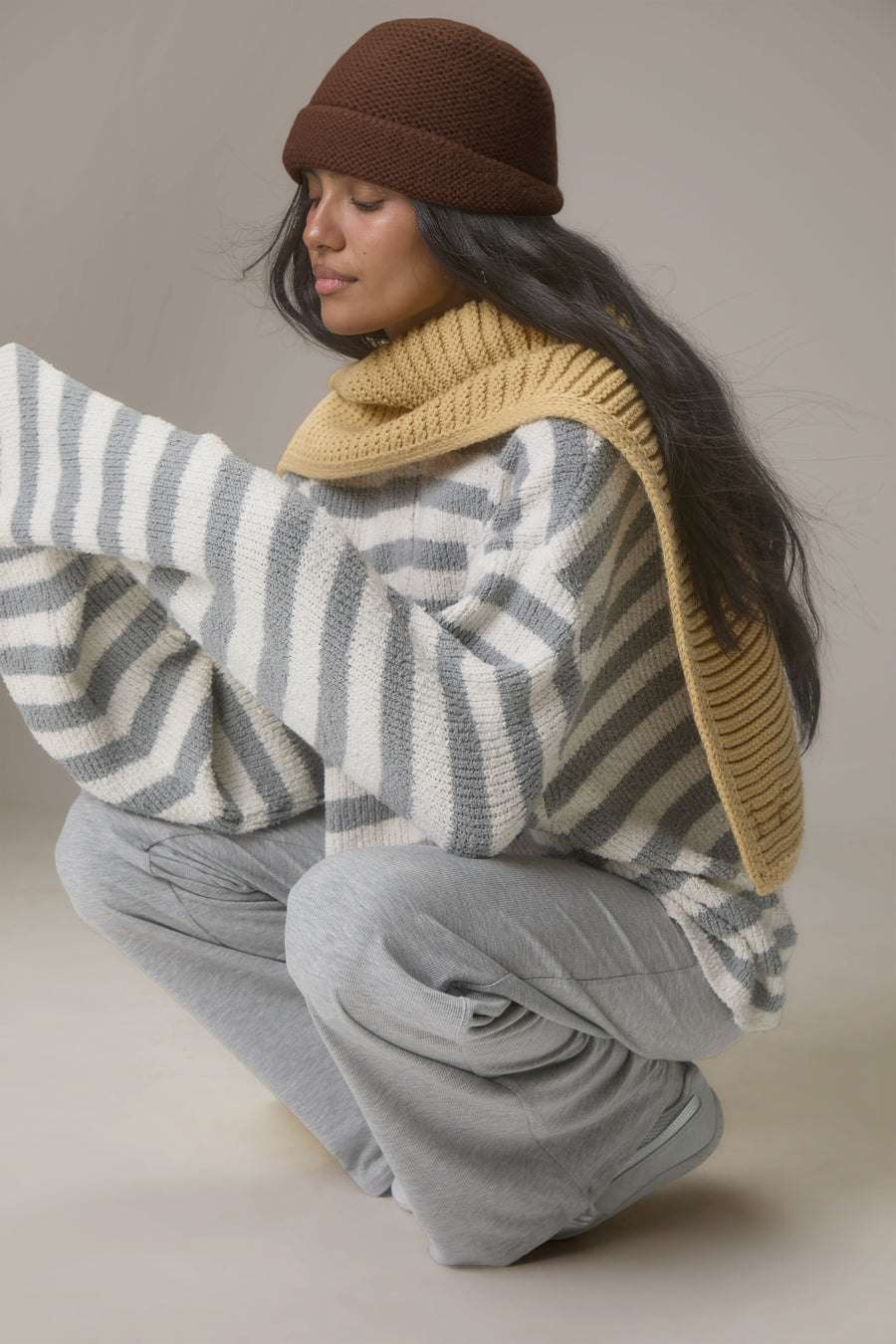 Kenny Knit Bucket Hat in Brown