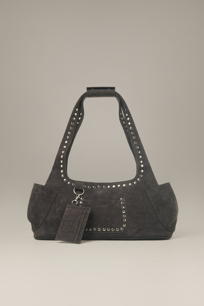 Martha Faux Suede Carryall in Dark Grey