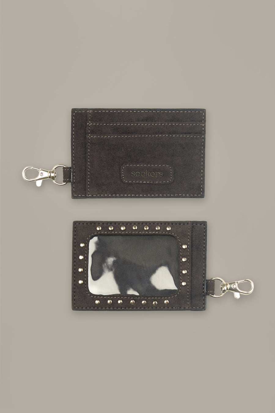 Martha Faux Suede Cardholder in Dark Grey